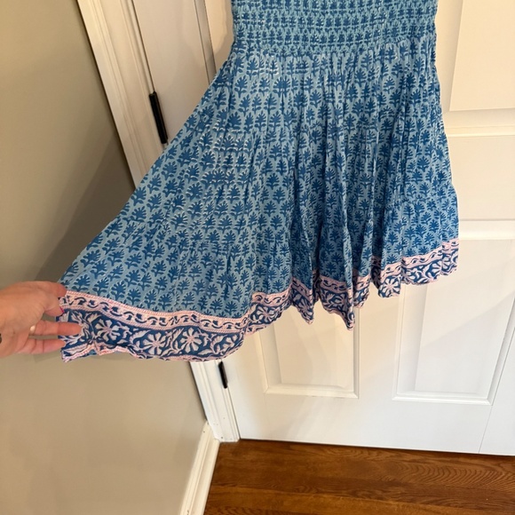 OLIPHANT Smocked Flirty Blue Short Dress in Fern Blue 1707 - Picture 6 of 12